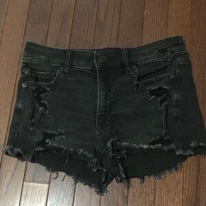 American Eagle Outfitters Black Distressed Denim Cutoff Shorts